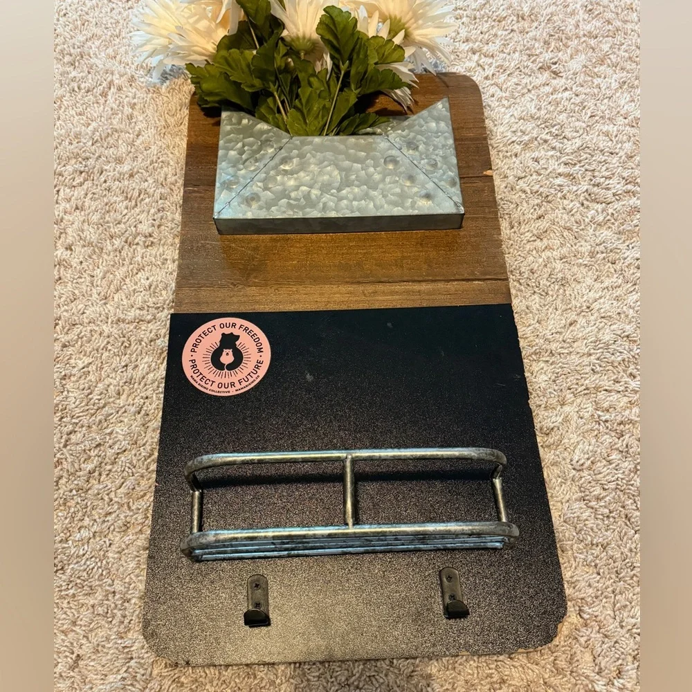 Rustic Mail and Key Holder, Chalkboard & Wall Storage Unit Entryway Organizer